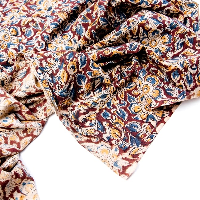 〔1m切り売り〕伝統息づく南インドから　昔ながらの木版染め更紗模様布〔116cm〕 - 焦げ茶 4 - 縁の写真です