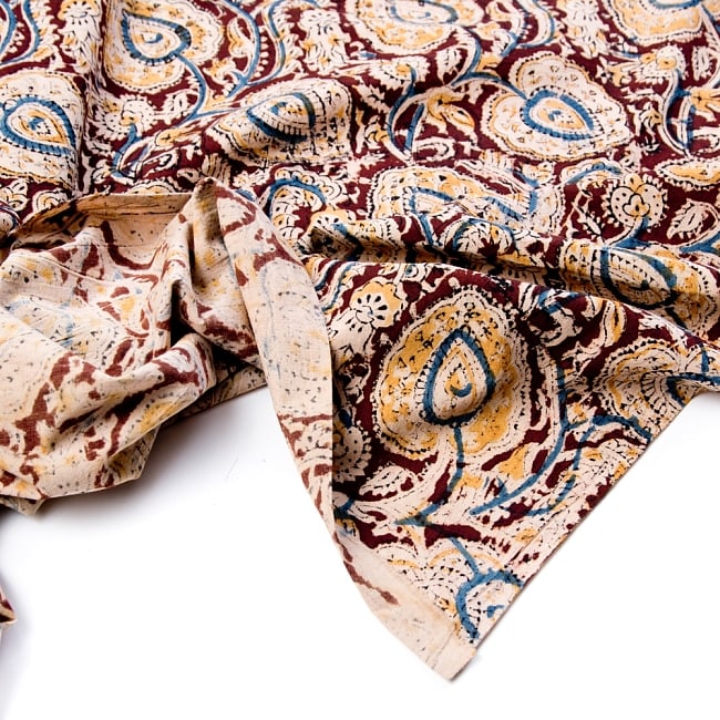 〔1m切り売り〕伝統息づく南インドから　昔ながらの木版染め更紗模様布〔118cm〕 - 焦げ茶 4 - 縁の写真です