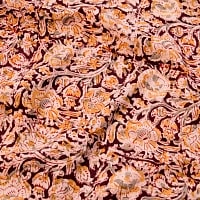 〔1m切り売り〕伝統息づく南インドから　昔ながらの木版染め更紗模様布〔111cm〕 - ブラウン系の商品写真