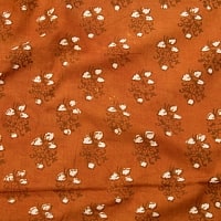 〔1m切り売り〕伝統息づく南インドから　昔ながらの木版染め小花柄布〔113cm〕 - 樺色の商品写真