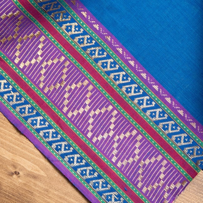 〔1m単位切り売り〕ハーフボーダーコットンクロス 幅約110cm青・紫系 2 - 生地を近くからみてみました。