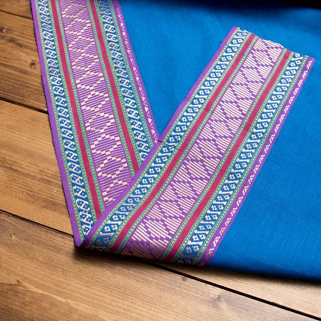 〔1m単位切り売り〕ハーフボーダーコットンクロス 幅約110cm青・紫系 4 - 裏側はこうなっております。