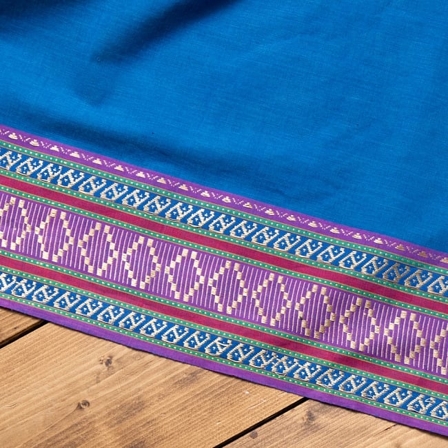 〔1m単位切り売り〕ハーフボーダーコットンクロス 幅約110cm青・紫系 6 - 選択:1