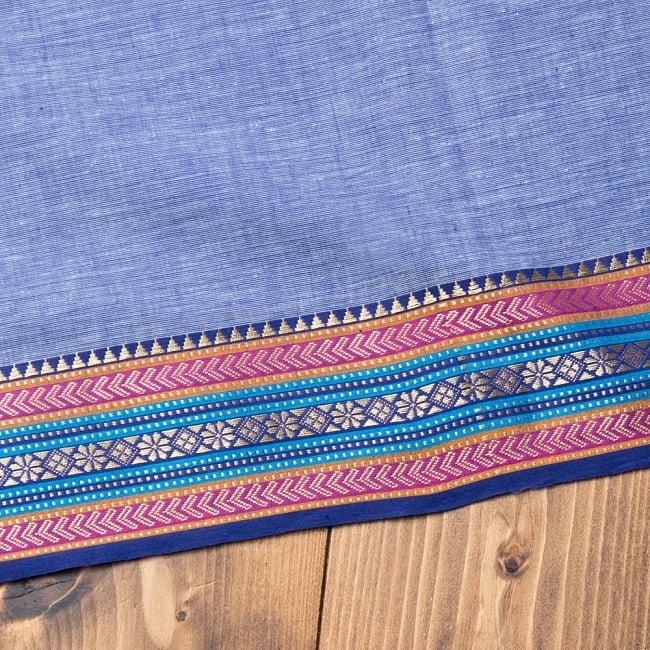 〔1m単位切り売り〕ボーダーコットンクロス 幅約110cm青系の商品写真 7枚目 選択:2