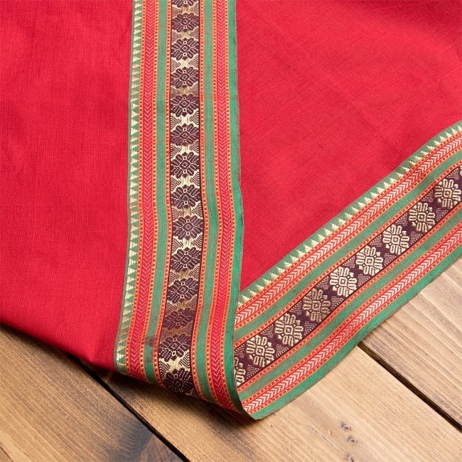 〔1m単位切り売り〕ボーダーコットンクロス　幅約111cm赤系 4 - 裏側はこうなっております。