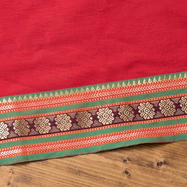 〔1m単位切り売り〕ボーダーコットンクロス　幅約111cm赤系 6 - 選択：1