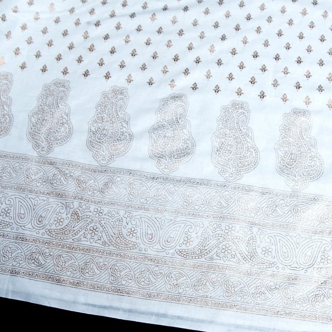 〔1m切り売り〕インドの伝統模様布〔幅約105cm〕ホワイト 9 - 選択：2