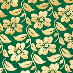 〔1m単位切り売り〕ゴールドプリント光沢布 - 幅約104cm - サブ3