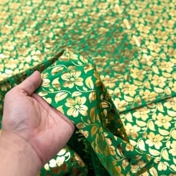 〔1m単位切り売り〕ゴールドプリント光沢布 - 幅約104cm - サブ5