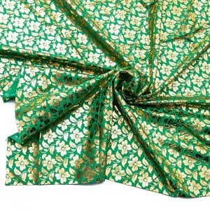 〔1m単位切り売り〕ゴールドプリント光沢布 - 幅約104cm