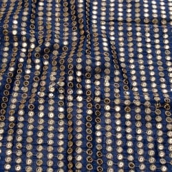 〔1m単位切り売り〕インドのスパンコールクロス布〔107cm〕 - ネイビー - サブ2