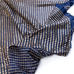 〔1m単位切り売り〕インドのスパンコールクロス布〔107cm〕 - ネイビー - サブ5