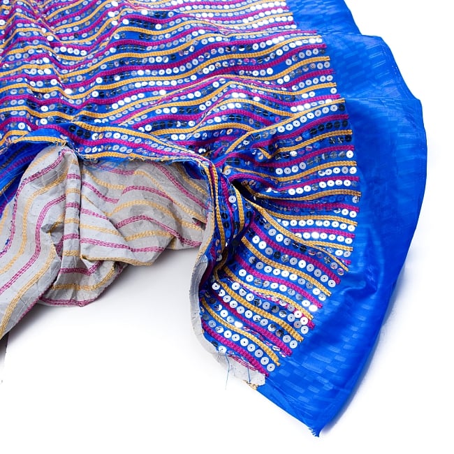 〔1m切り売り〕インドのスパンコールクロス布〔112cm〕 - 青紫 5 - フチの写真です