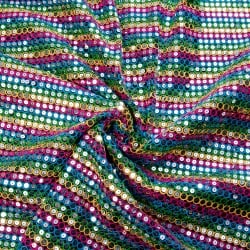 〔1m単位切り売り〕インドのスパンコールクロス布〔107cm〕 - ブラック×マルチカラー - サブ4