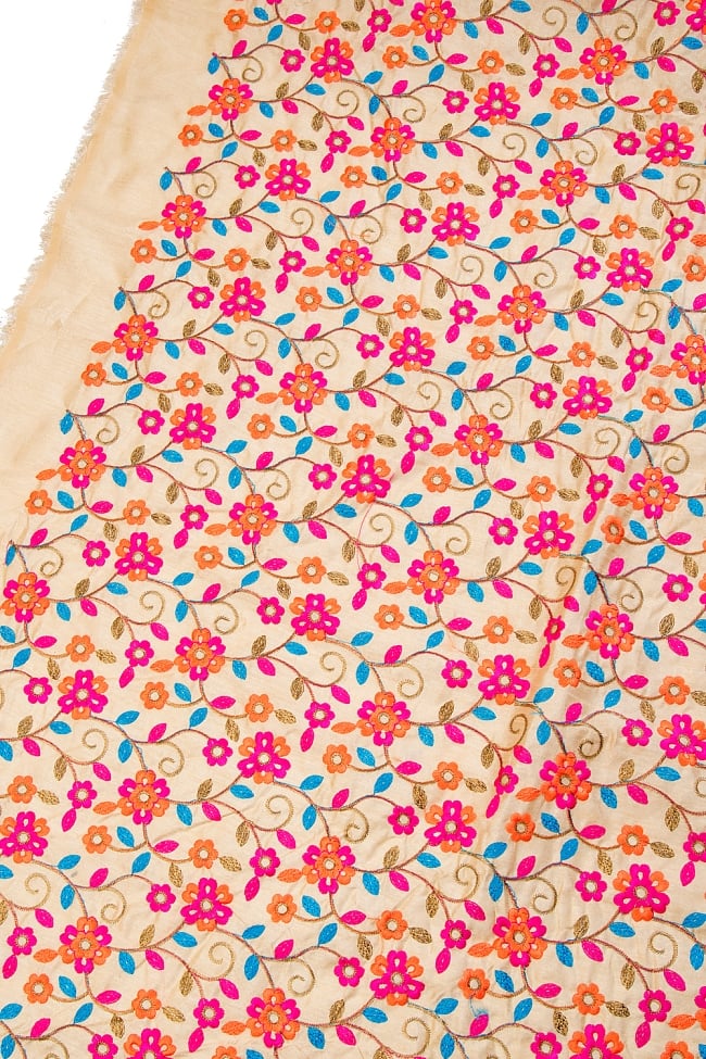 〔1m単位切り売り〕ラジャスタンの刺繍布〔108cm〕 - シャンパンゴールドの写真