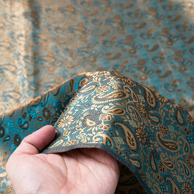 〔1m切り売り〕インドの伝統模様布〔幅約110cm〕 5 - 手に持ってみました。