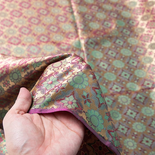 〔1m切り売り〕インドの伝統模様布〔幅約114cm〕 5 - 手に持ってみました。