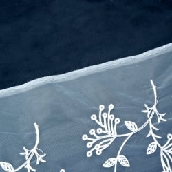 〔50cm切り売り〕フラワー刺繍のメッシュ　シースルー生地布〔120cm〕 - ホワイト=D12〔116cm〕 - サブ3