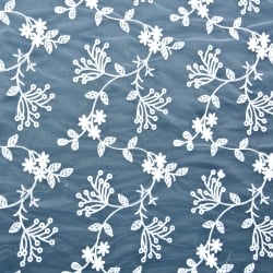 〔50cm切り売り〕フラワー刺繍のメッシュ　シースルー生地布〔120cm〕 - ホワイト=D12〔116cm〕 - サブ4