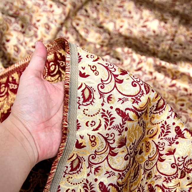 〔1m切り売り〕インドの伝統模様布〔幅約152cm〕 5 - 手に持ってみました。