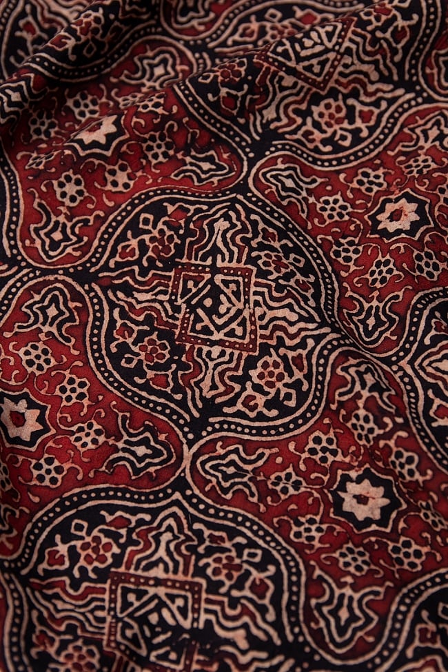 【4.8m 長尺布】伝統息づくインドから　昔ながらの木版染めアジュラックデザインの伝統模様布 2 - とても素敵な雰囲気です