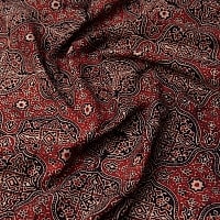 【4.8m 長尺布】伝統息づくインドから　昔ながらの木版染めアジュラックデザインの伝統模様布の商品写真