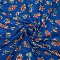 〔1m単位切り売り〕インドの伝統と不思議が融合 おもしろデザイン布〔108cm〕 - ラジャスタンの伝統楽器たち - サブ3