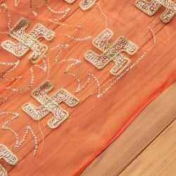 〔1m単位切り売り〕伝統模様刺繍のメッシュ生地布〔幅約108cm〕 - サブ4