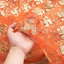 〔1m単位切り売り〕伝統模様刺繍のメッシュ生地布〔幅約108cm〕 - サブ5
