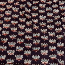 〔約4m 長尺布】伝統息づくインドから　昔ながらの木版染めロータスデザインの伝統模様布〔横幅：約109cm〕の商品写真