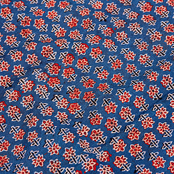 〔約3.8m 長尺布】伝統息づくインドから　昔ながらの木版インディゴ藍染布〔横幅：約111cm〕の商品写真