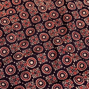 〔約3.8m 長尺布】伝統息づくインドから　昔ながらの木版染めアジュラックデザインの伝統模様布〔横幅：約109cm〕(MB-RSCLTH-900)