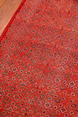 〔約3.8m 長尺布】伝統息づくインドから　昔ながらの木版染めアジュラックデザインの伝統模様布〔横幅：約110cm〕 - サブ2