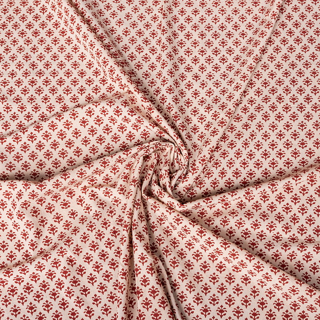 〔1m切り売り〕伝統息づく南インドから　昔ながらの更紗模様布 - ナチュラル系〔横幅:約112.5cm〕 4 - インドならではの布ですね。