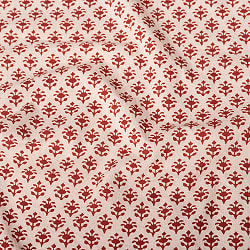 〔1m切り売り〕伝統息づく南インドから　昔ながらの更紗模様布 - ナチュラル系〔横幅:約112.5cm〕の商品写真