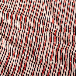 〔1m切り売り〕伝統息づく南インドから　昔ながらの木版染め更紗模様布 - ストライプ系〔横幅:約114cm〕の商品写真