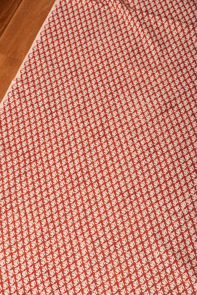 〔1m切り売り〕伝統息づく南インドから　昔ながらの木版染め更紗模様布 - 赤系〔横幅:約112.5cm〕 2 - とても素敵な雰囲気です