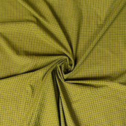 〔1m切り売り〕南インドのシンプルコットン　チェック模様布〔幅約113cm〕 - グリーン系の商品写真