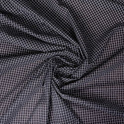 〔1m切り売り〕南インドのシンプルコットン　チェック模様布〔幅約121cm〕 - ブラック系の商品写真