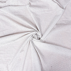 〔1m単位切り売り〕南インドのシンプルコットン　チェック模様布〔幅約120cm〕 - ホワイト系の商品写真