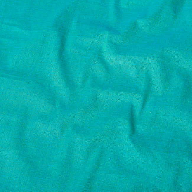 〔1m切り売り〕南インドのシンプルコットン布〔幅約11.5cm〕 - グリーン 3 - 1mの長さごとにご購入いただけます。