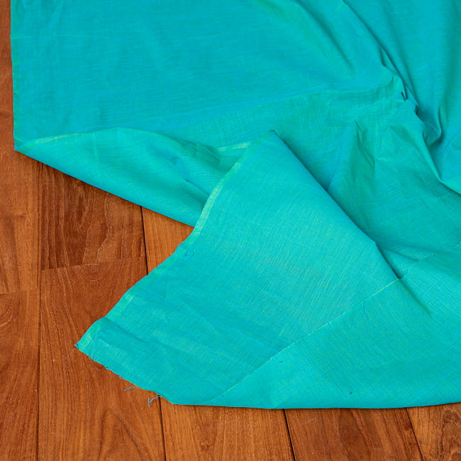 〔1m切り売り〕南インドのシンプルコットン布〔幅約11.5cm〕 - グリーン 4 - インドならではの布ですね。