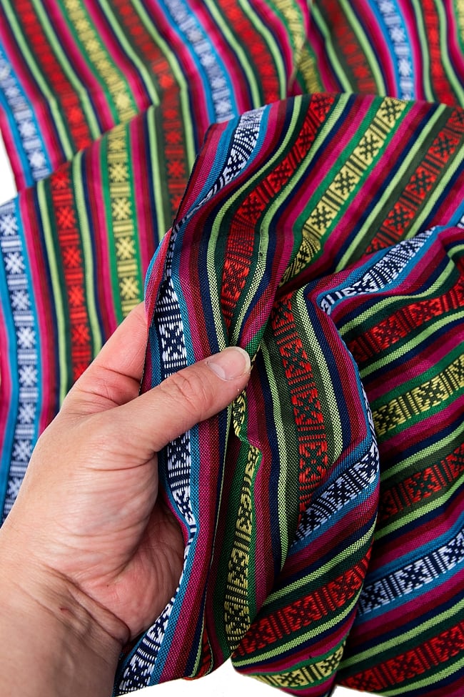 〔50cm切り売り〕ネパール伝統のコットン織り生地　薄手〔幅150cm〕 3 - 薄手のエスニック布です。