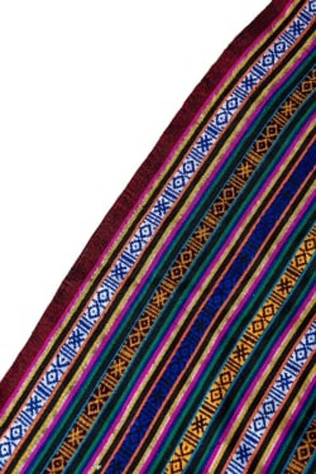 〔テーブルクロスサイズ〕ネパール織り生地[長さ：200cm][幅:150cm] 6 - 布の端はこのようになっています。