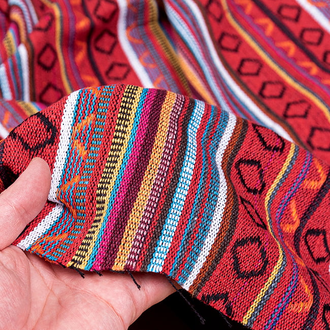 〔50cm切り売り〕ネパール伝統のコットン織り生地　厚手〔幅約124cm〕 6 - しっかりとした生地です