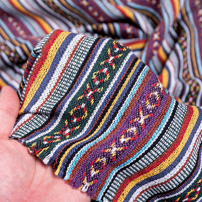 〔50cm切り売り〕ネパール伝統のコットン織り生地　厚手〔幅約120cm〕 6 - しっかりとした生地です