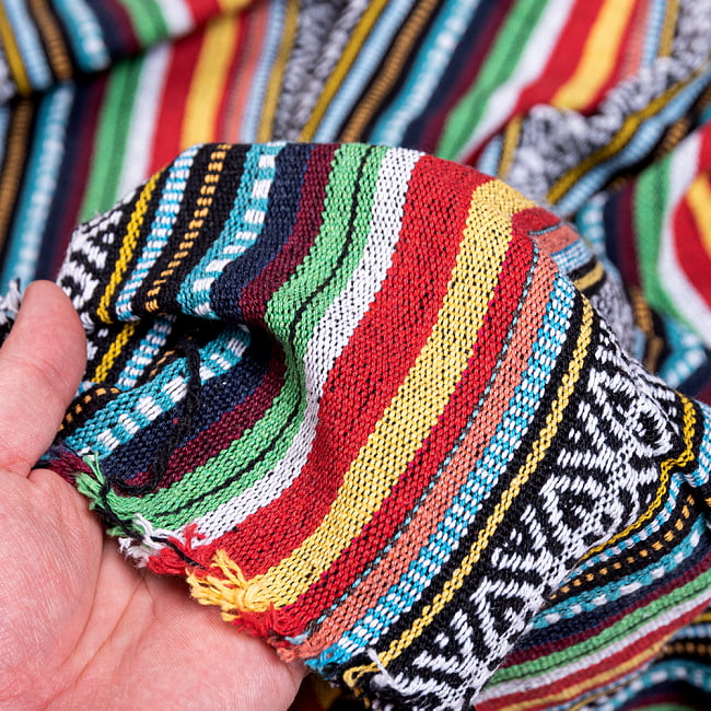 〔50cm切り売り〕ネパール伝統のコットン織り生地　厚手〔幅約147cm〕 6 - しっかりとした生地です