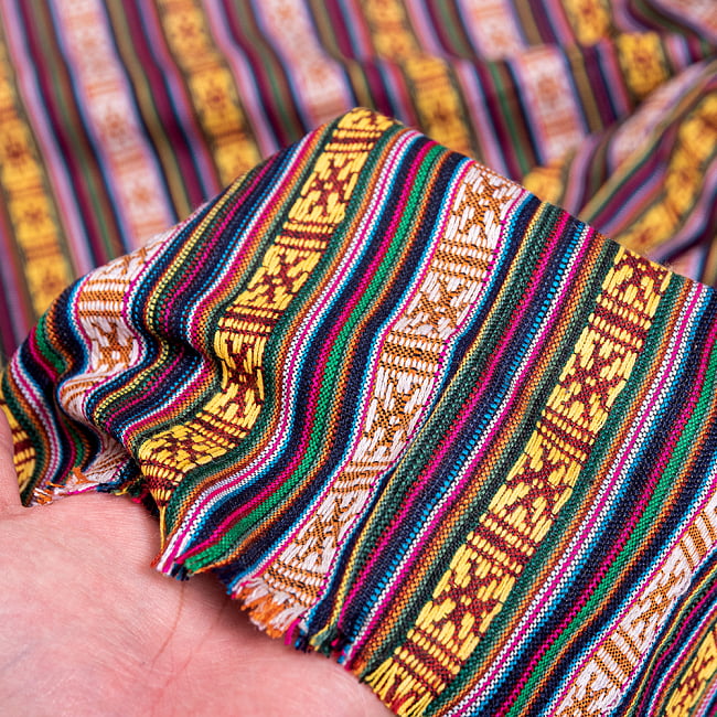 〔50cm切り売り〕ネパール伝統のコットン織り生地　薄手〔幅約150cm〕 6 - しっかりとした生地です