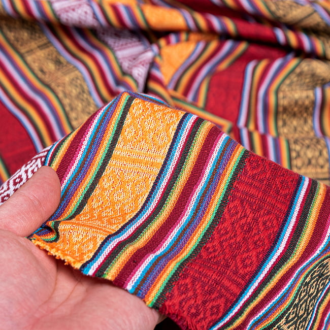 〔50cm切り売り〕ネパール伝統のコットン織り生地　厚手〔幅約106cm〕 6 - しっかりとした生地です