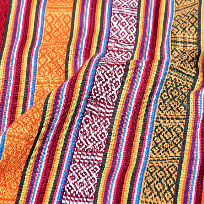 〔50cm切り売り〕ネパール伝統のコットン織り生地　薄手〔幅約107cm〕 4 - さらに拡大写真です
